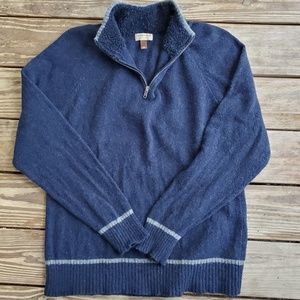 Sonoma Life+Style Navy and Grey Lambswool Blend Quarter Zip Sweater Large